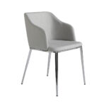 Chair upholstered in fabric with chromed steel frame