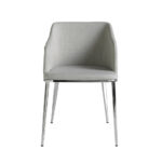 Chair upholstered in fabric with chromed steel frame