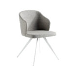 Chair upholstered in fabric with white steel legs