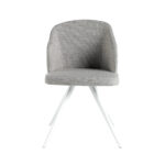 Chair upholstered in fabric with white steel legs