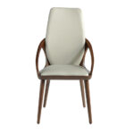 Chair upholstered in leatherette with Walnut colored wooden structure