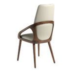 Chair upholstered in leatherette with Walnut colored wooden structure