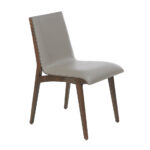 Chair upholstered in leatherette with Walnut colored wooden structure