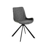 Swivel chair upholstered in fabric with black steel legs