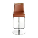 Stool upholstered in leatherette with chromed steel frame