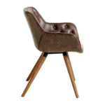 Chair upholstered in leatherette with solid wood legs in Walnut color