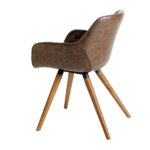 Chair upholstered in leatherette with solid wood legs in Walnut color