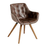 Chair upholstered in leatherette with solid wood legs in Walnut color