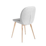 Chair upholstered in fabric with rose gold steel legs