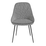 Chair upholstered in fabric with piping and black steel frame