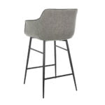 Stool upholstered in fabric with edging and structure in black steel