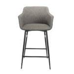Stool upholstered in fabric with edging and structure in black steel