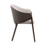 Chair upholstered in fabric and leatherette with Walnut colored wooden frame