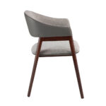 Chair upholstered in fabric and leatherette with Walnut colored wooden frame