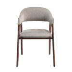 Chair upholstered in fabric and leatherette with Walnut colored wooden frame