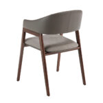 Chair upholstered in fabric and leatherette with Walnut colored wooden frame