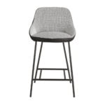 Stool upholstered in fabric and leatherette with black steel legs