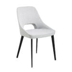 Fabric upholstered chair with black steel legs