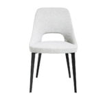 Gepolsterter Stuhl aus Stoff mit schwarzen Stahlbeinen