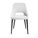 Fabric upholstered chair with black steel legs