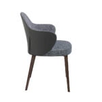 Upholstered fabric and leatherette chair with dark brown steel structure