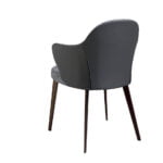 Chair upholstered in fabric and eco-leather with darkened bronze steel structure