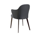 Upholstered fabric and leatherette chair with dark brown steel structure