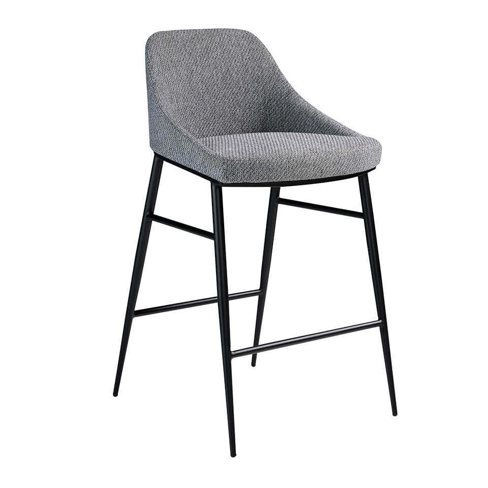 Tabouret rembourré en tissu avec structure en acier noir