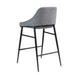 Tabouret rembourré en tissu avec structure en acier noir