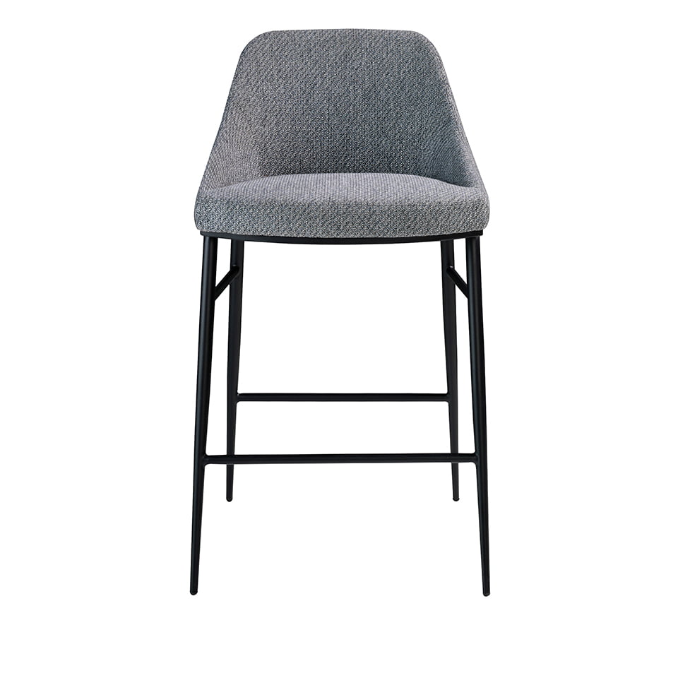 Stool upholstered in fabric with black and gold steel structure