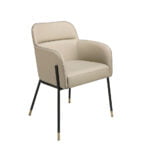 Chair upholstered in eco-leather with black and gold steel structure