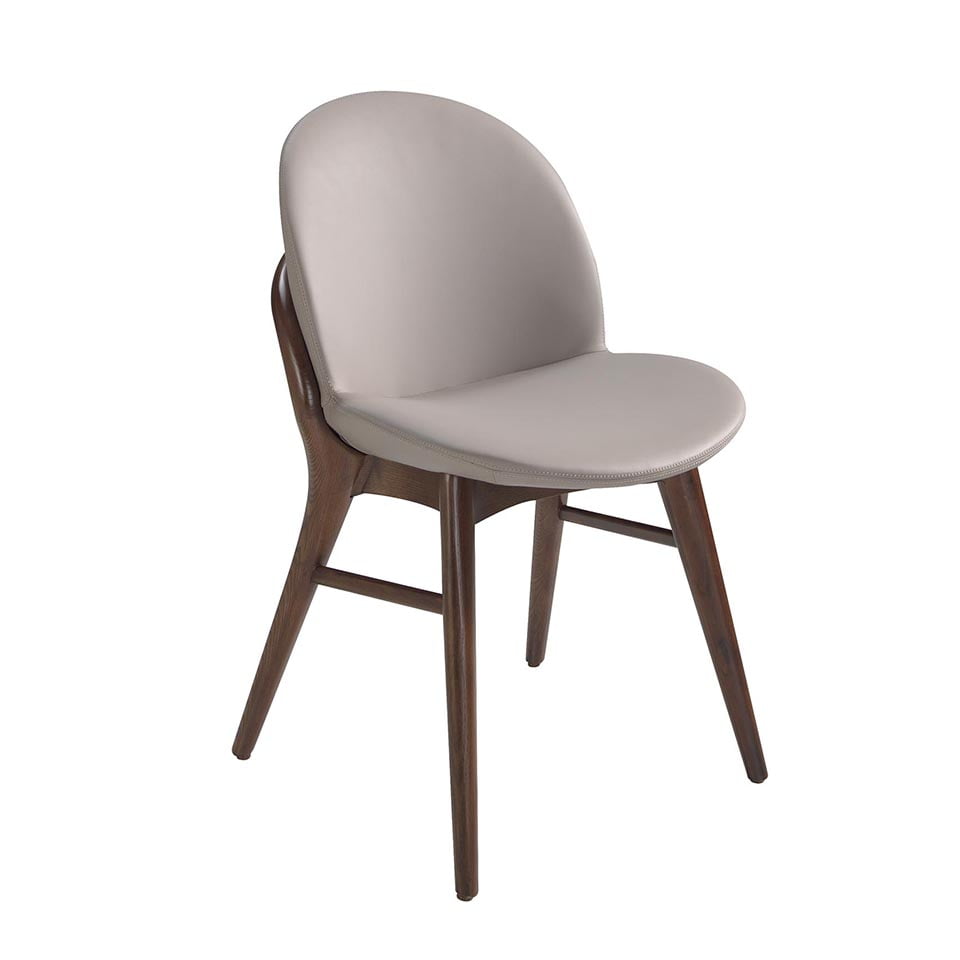 Chair upholstered in eco-leather with solid ash structure