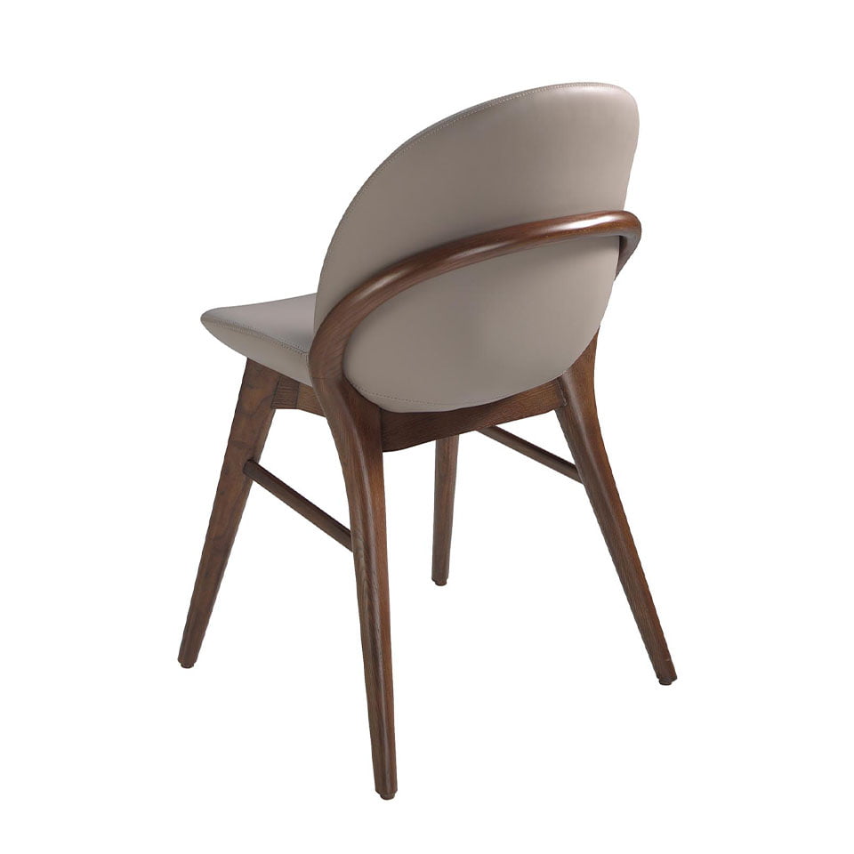 Chair upholstered in eco-leather with solid ash structure