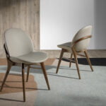 Chair upholstered in eco-leather with solid ash structure