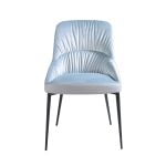 Dining chair upholstered in velvet and eco-leather. Black steel structure.