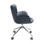 Blue swivel office chair with armrests and steel legs