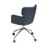 Blue swivel office chair with armrests and steel legs