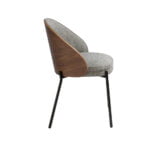 Dining chair upholstered in fabric and walnut veneered wood