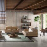 Walnut veneered wood chair with brown steel structure