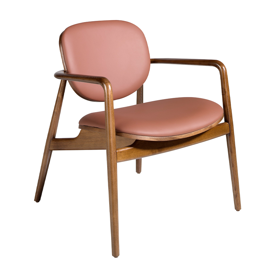 Sessel mit Polsterung aus Ökoleder und Beinen aus Eschenholz