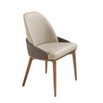 Dining chair upholstered in eco-leather with ash wood legs