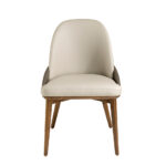 Dining chair upholstered in eco-leather with ash wood legs