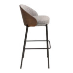 Grey and walnut fabric stool