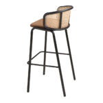 Tabouret en velours et rotin brun