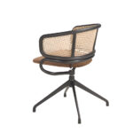 Brown velvet and rattan swivel chair