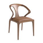 Brown leatherette and walnut chair