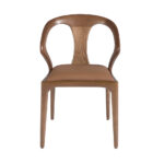 Brown leatherette and walnut chair