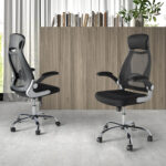 Black fabric swivel office chair