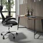 Black fabric swivel office chair