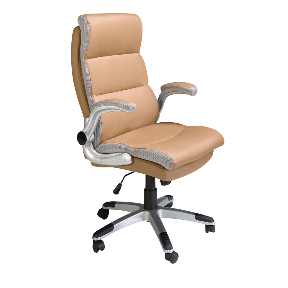 Brown leatherette swivel office chair